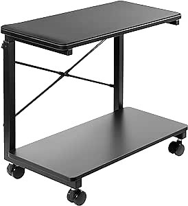 VIVO Large Mobile Adjustable 2-Tier PC Stand, Premium Gaming CPU Computer Tower and Mouse Storage, Rolling Floor Cart, Locking Caster Wheels, Black, CART-PC03P