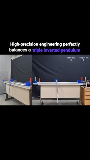 solyx- Ai innovation |Ai news |tech news on Instagram: "A triple inverted pendulum is one of the most complex benchmarks in modern control engineering. Unlike a single pendulum, this system has multiple unstable equilibrium points and highly nonlinear dynamics, making real-time stabilization extremely challenging. Each link introduces additional degrees of freedom, compounding instability and requiring advanced state-space modeling, nonlinear control algorithms, and high-speed feedback loops. In
