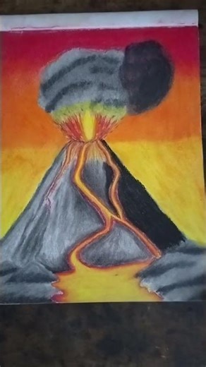 Volcano Eruption Art 🌋🔥 | Easy Drawing #shorts