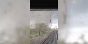 'Hold on': Watch as train is caught in path of Nebraska EF-3 tornado