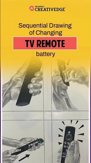 How to Draw a TV Remote Battery Change – Step by step Pencil Sketch for Beginners 📺🎨| #shorts