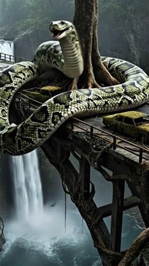 we found a green python above the waterfall #natureexploration #python