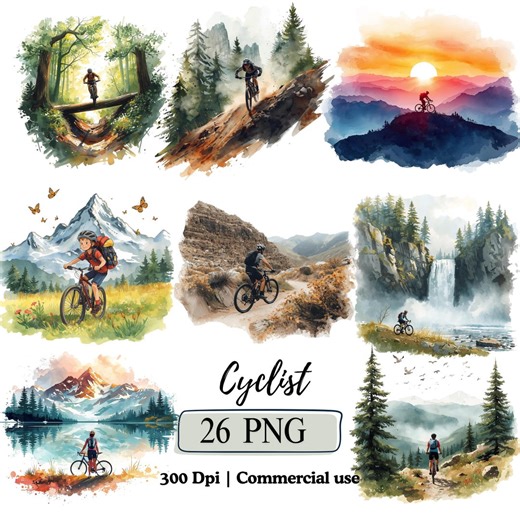 Mountain Cycling Clipart Bicycle PNG Bundle Vintage Cycling Bike Illustration Watercolor Mountain Bike Graphics Sports Bike Trail Riding PNG - Etsy