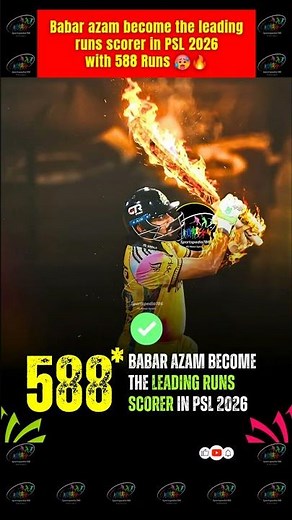 🥵🔥 Babar Azam is now the Leading Run-Scorer in PSL 2026 💪