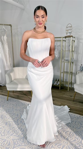 Maggie Sottero Designs | Wedding Dress Designer on Instagram: "Clean lines, sculpted satin—completely captivating! 😘 Forsythia by Sottero and Midgley #SatinWeddingDress #ModernBridalGown #MermaidWeddingDress"