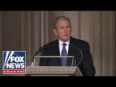 George W. Bush delivers an emotional eulogy at his father's funeral
