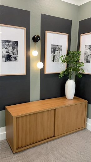 This FLUTED CONSOLE is the perfect storage for this space! #accentwall #storage #storagesolutions
