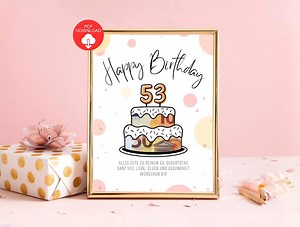 Cash Gift for a 53rd Birthday | Printable Template | Gift Idea for 53-year-old Women & Men | Last-minute Birthday Gift | Instant Download - Etsy