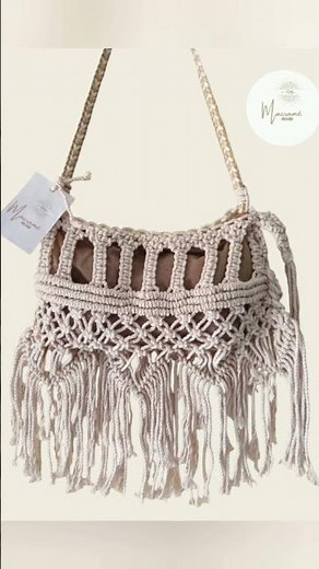 Macramé bolsos tejidos en nudo plano y nudo festón.