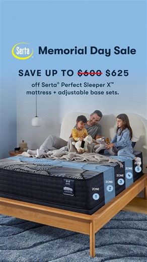 Save up to $625 on Serta® Perfect Sleeper X™mattress adjustable base sets. Shop the Memorial Day Sale. | Serta Mattress