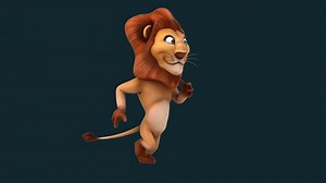 Fun 3D cartoon lion running (with alpha channel included)