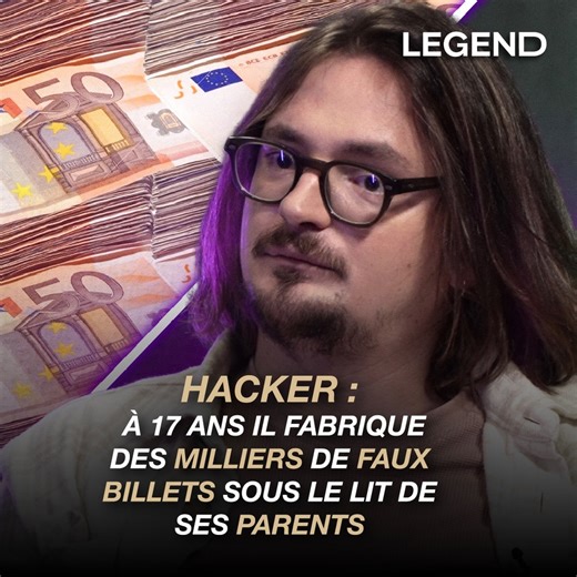 Hacker surdoué, il arrive à imprimer des faux billets à 17 ans ! Interview complète à retrouver sur la chaine youtube de Legend ainsi qu'en podcast sur toutes les plateformes | Guillaume Pley