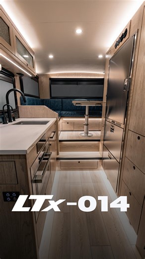EarthRoamer | Another LTx is ready to roll — modern, grounded, and built for life off the grid. Brown Gray Oak cabinetry sets a warm, understated tone... | Instagram