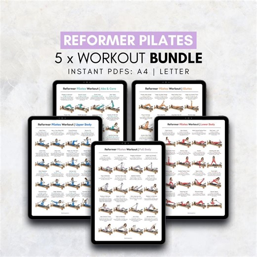 Reformer Pilates Workout Bundle Printable PDF | Pilates Reformer Exercise Chart | Home Studio Pilates Routine Guide | Womens Home Workout - Etsy Australia