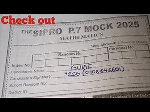 SIPRO Mock P.7 Mathematics #2025