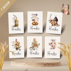 Printable Ramadan Cards Set, Editable, Modern Ramadan Mubarak Decoration DIY, Islamic Digital Download, Minimal Greeting Cards Eid Gifts - Etsy UK