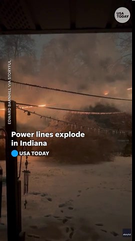 Watch icy power lines explode during a winter storm in Indiana
