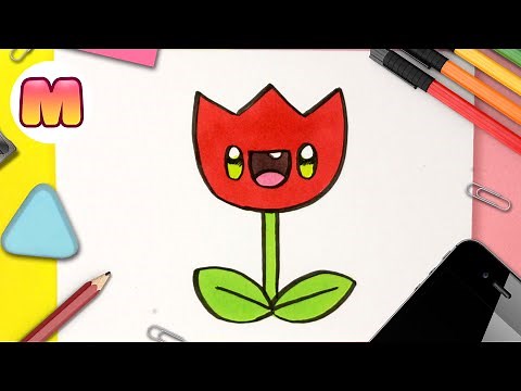 HOW TO DRAW A KAWAII FLOWER STEP BY STEP - Easy Kawaii Drawings - Learn to Draw