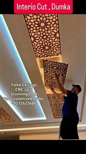 Beautiful 🎉 False Ceiling CNC Jali Panel Design | Interio Cut ✅ Dumka #shorts