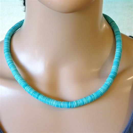 Sleeping Beauty Turquoise Heishi 8mm Necklace - Etsy
