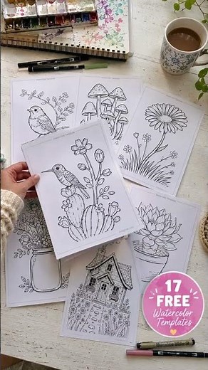 Watercolor Outline Templates for Beginners ✿ Print & Paint