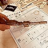 ROKR 3D Wooden Puzzles Rubber Band Gun Model Craft Kit Unique Gift Mechanical Model Brain Teaser (Revolver Toy)