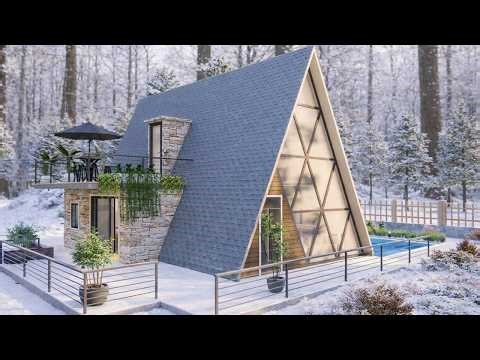 A-Frame Forest House with Rooftop Balcony | Modern Tiny Cabin Design Inspiration