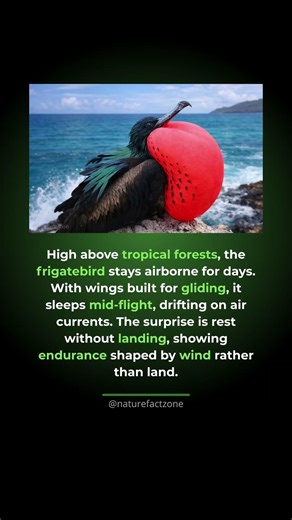 Sleeping without landing. Frigatebirds can sleep while gliding for days over open ocean.