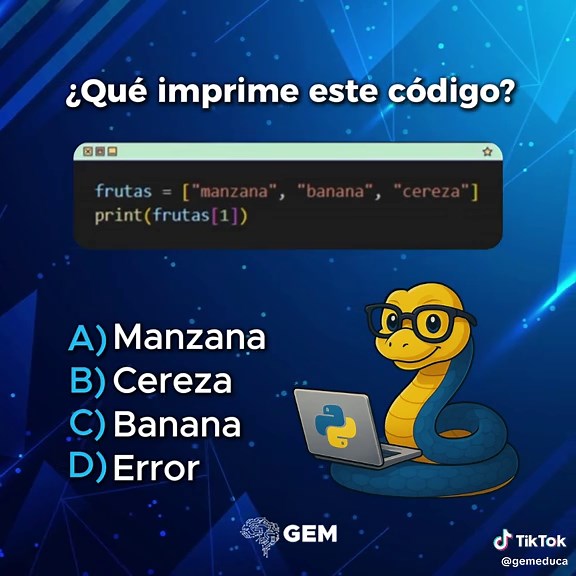 Respuesta faccccilita 🐍 Comenta la respuesta #imprime #código #prueba #python #codificar #GEM