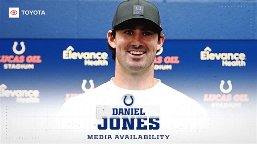 Daniel Jones spoke to the media after the teams win against the Broncos. | Indianapolis Colts