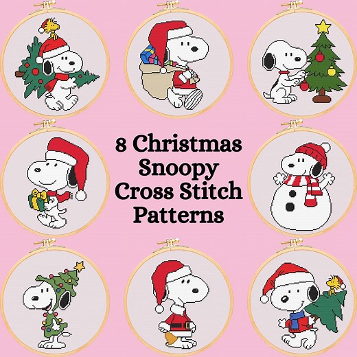 8 Snoopy Christmas Cross Stitch Patterns. Christmas Snoopy Cross Stitch Pattern. Instant Downoad Cross Stitch. PDF Pattern Cross Stitch - Etsy