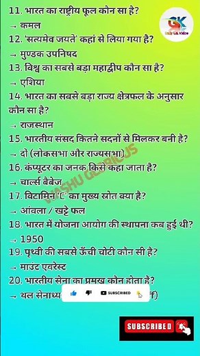 "2025 के टॉप 50 GK प्रश्न | सभी प्रतियोगी परीक्षाओं के लिए महत्वपूर्ण सामान्य ज्ञान | GK in Hindi"