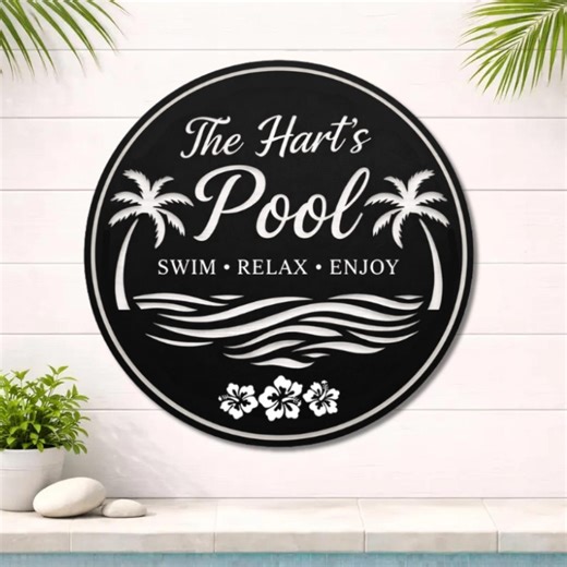 Personalized Pool Metal Sign With Name, Custom Metal Pool Wall Decor, Outdoor Pool House Sign - Etsy