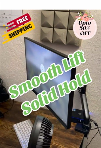 Floating screen = better posture, better focus. #ErgoDeskHack #PostureUpgrade #MonitorMountWin #WorkSmarterSetup #OfficeComfort