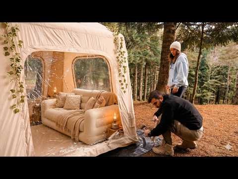 Camping Under 30-Meter Pine Trees – Inflatable Tent Camp