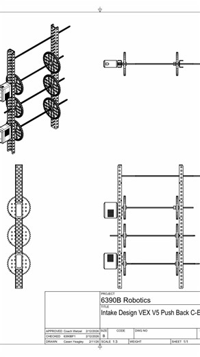 Robot intake 3-D CAD design.