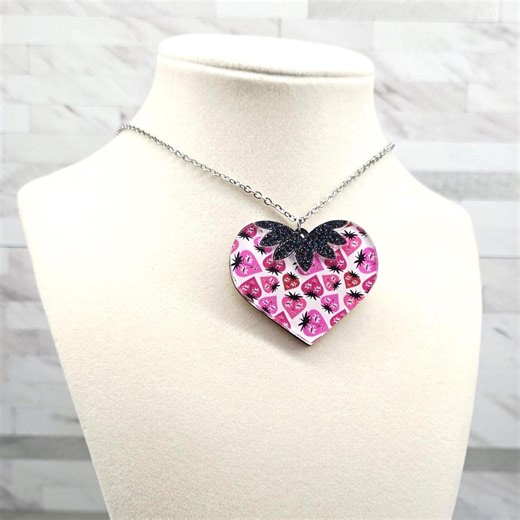 Weird Strawberry Acrylic Necklace: Funky Fruit Statement Necklace - Etsy