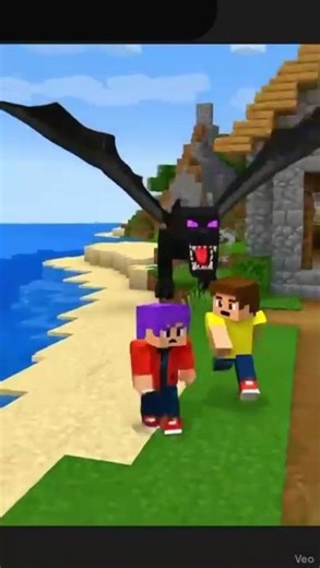 Running From Ender Dragon in Minecraft #shorts #minecraftanimation #minecraft