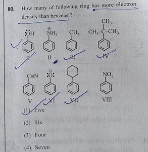 How many of following ring has more electron density than benze... | Filo