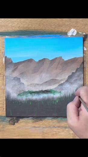 Misty Mountain Acrylic Painting