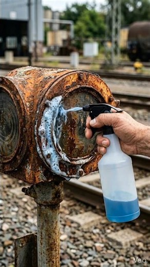 remove rust from Rusted train signal light housing