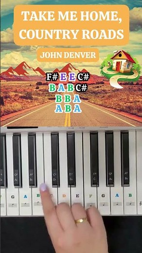 How to play Take Me Home, Country Roads - John Denver | Easy Piano Tutorial🎶🎹#piano #pianotutorial