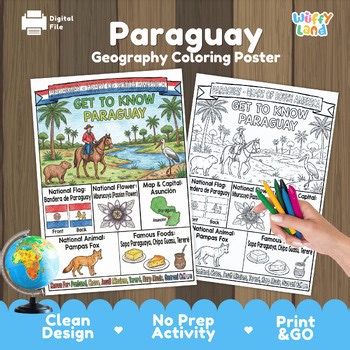Paraguay Country Study | Geography Coloring Page Activity | South America Poster