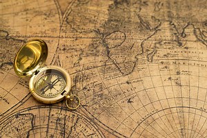 Wêreldkaart en kompasrigtings - Weet