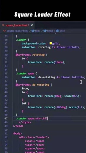 Square Loader Animation Using CSS | Full Stack Web Development Course #shorts #coding