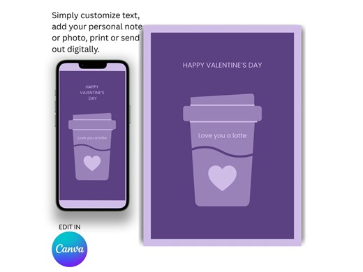 Editable Valentine’s Day or Anniversary Card Template | Digital Download | Print & Mobile Size - Etsy