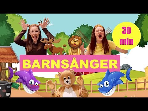 Barnsånger på svenska 30 min | Barnlåtar | Huvud axlar knä och tå | Baby Shark | Djurens ABC mfl