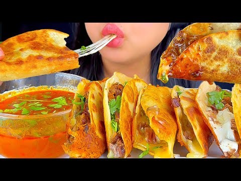 Queso Birria Tacos DIPPED in Consommé | ASMR | EATING SHOW | EATING SOUNDS | MUKBANG