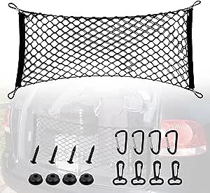 Cargo Net Car Rear Cargo Netting, Trunk Storage Net, Car Interior Accessories with Hook for SUVs, Cars (43.3 * 15.8 Inch)