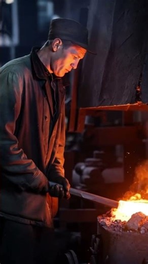 The process of forming hot iron by skilled workers using simple tools #shorts